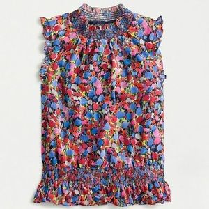 Jcrew mock neck watercolor floral blouse size 4